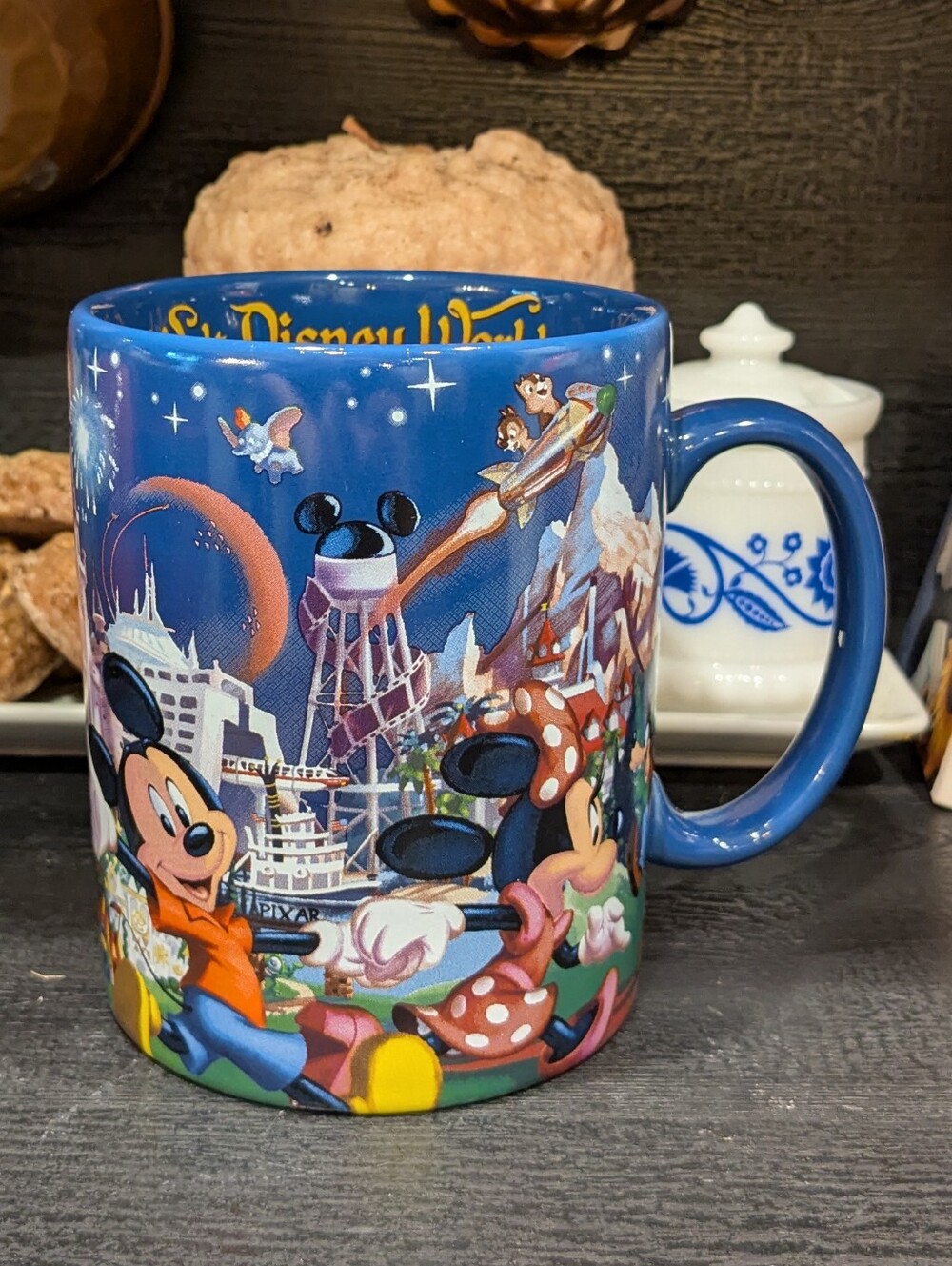 Walt Disney World Jumbo Mug Blue Mickey Minnie Park Icons  22oz - Picture 2 of 7